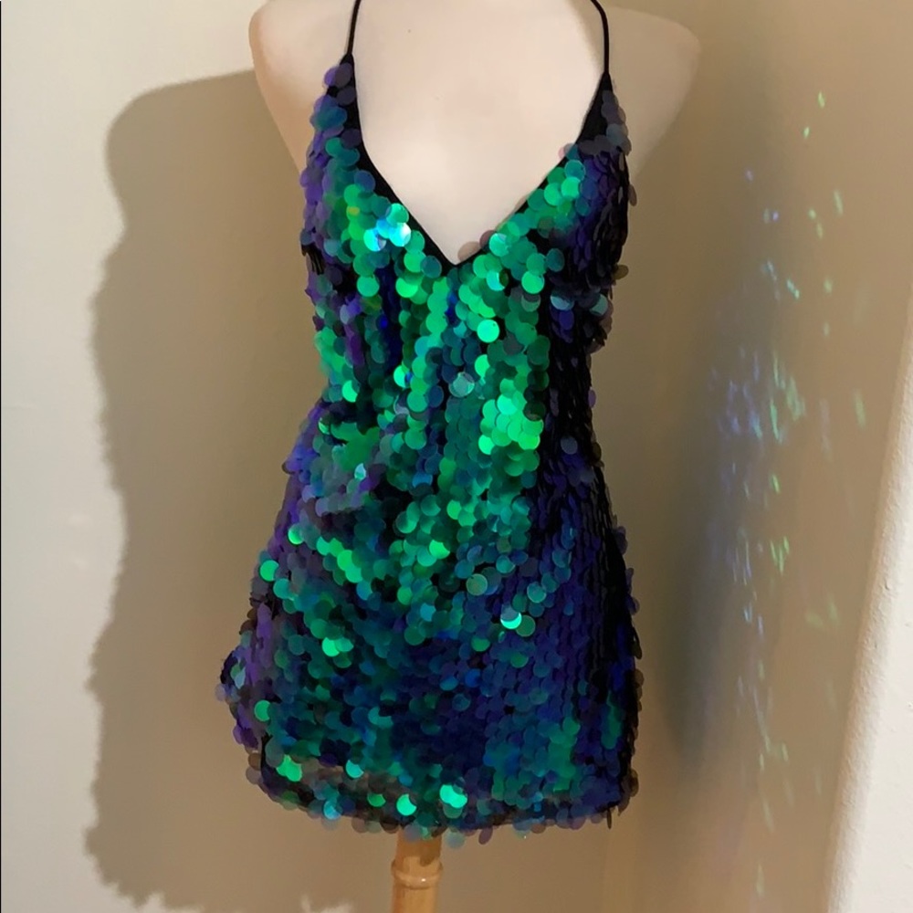 Green sequined dress